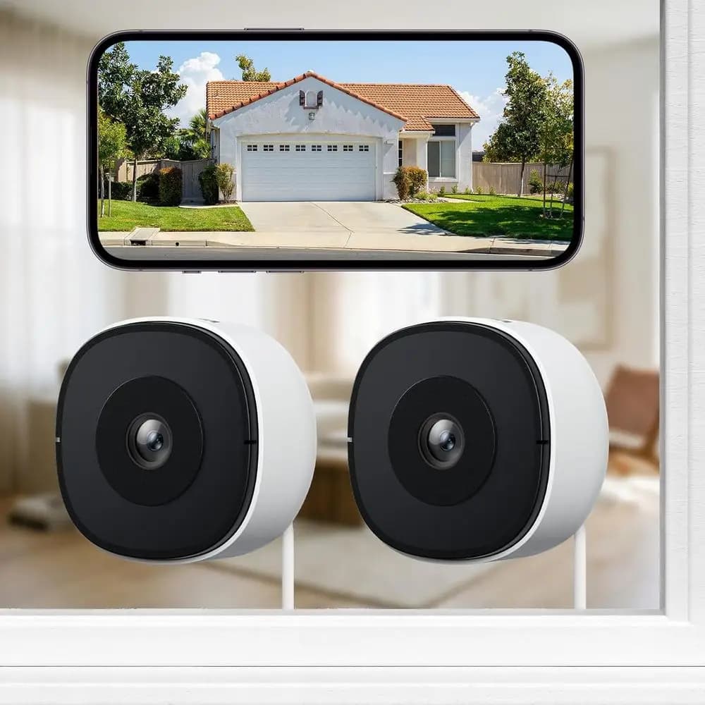 Set di 2 Telecamere Dome Dual Band 2.4Ghz/5Ghz per Sicurezza Domestica, Uso Interno/Esterno, Visione Notturna a Colori, Rilevamento Umano, Registrazione 24/7