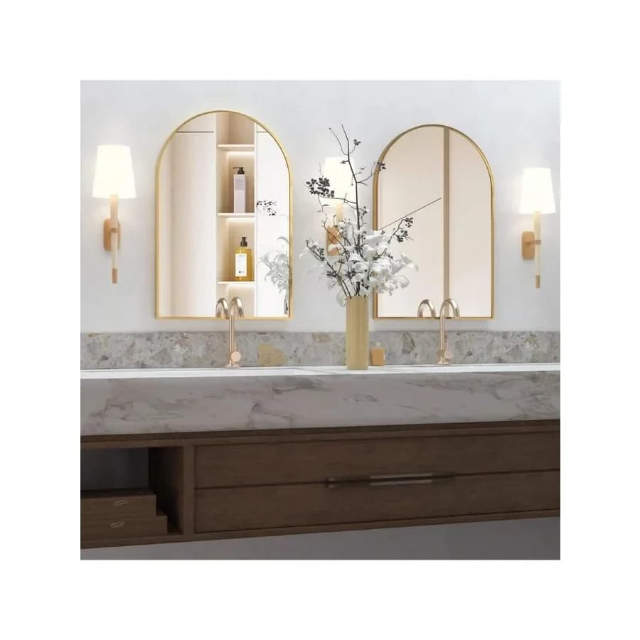 Specchio da parete arrotondato 30x20 pollici - Cornice in metallo antiruggine, antiappannamento e infrangibile per bagno, camera da letto, ingresso - Stile moderno