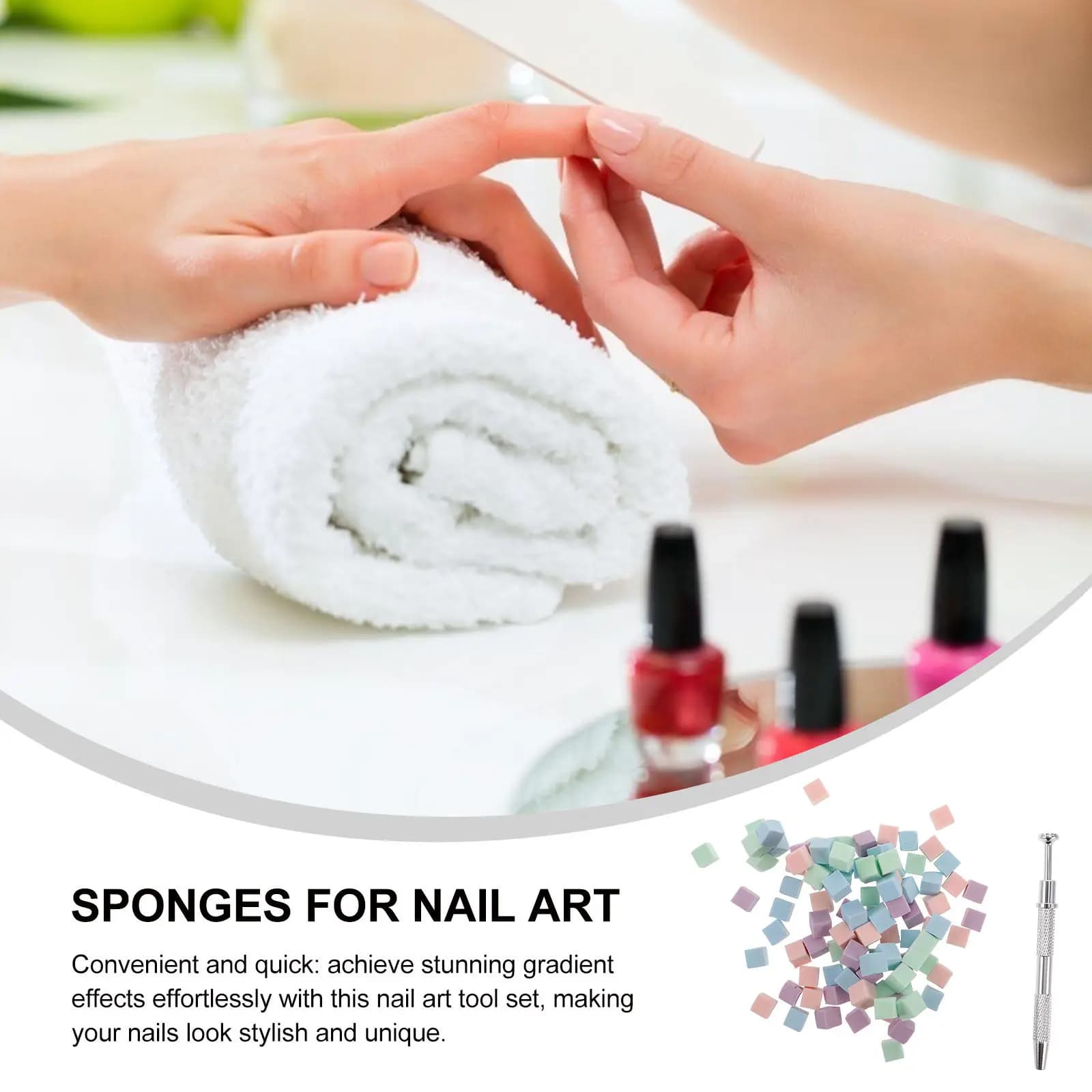 Gradient Nail Art Tool Set Includes Mini Square Sponges Grabber Pen for Seamless Color Blending Nail Polish Gel Polish