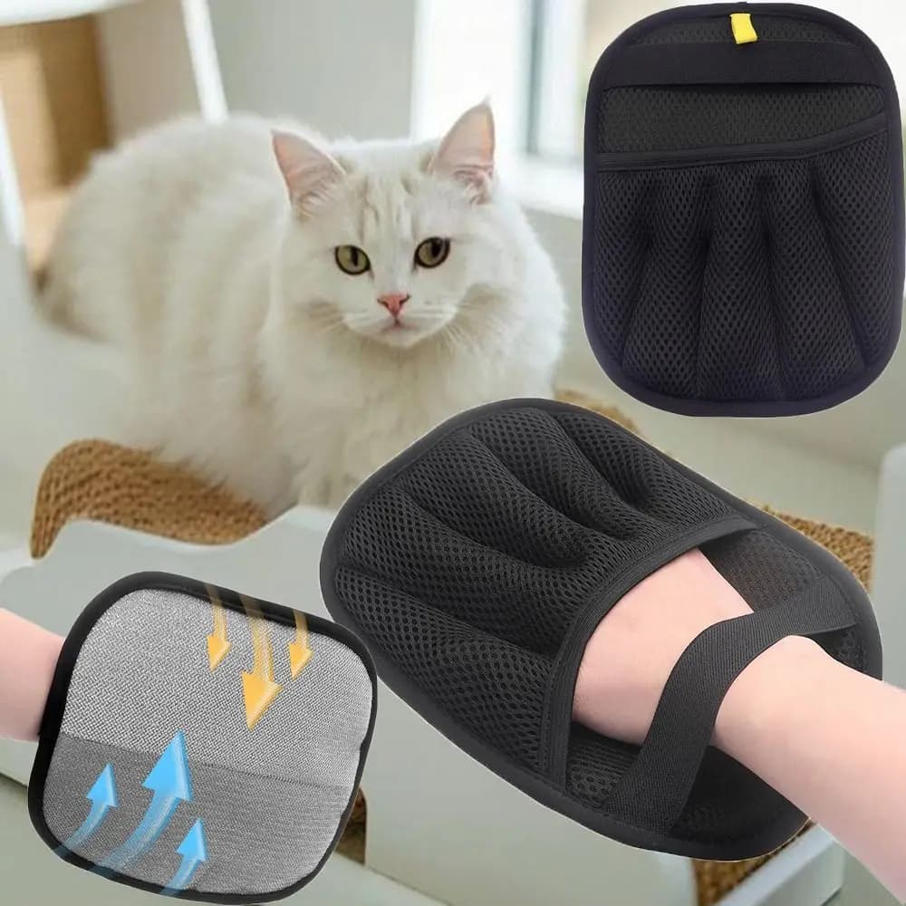 Two-way Pet Hair Removal Gloves Reusable Anti-slip Pet Grooming Gloves Mesh Cloth Multifunctional Clothes Hair Remover Home