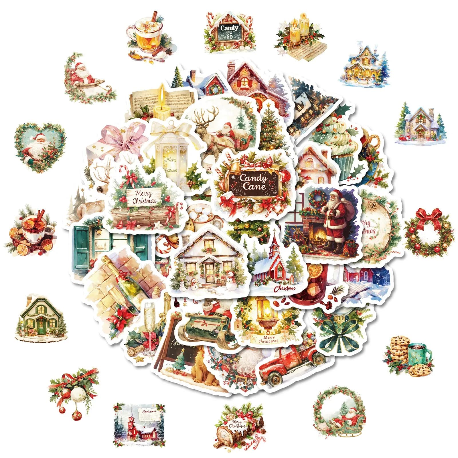 Wall stickers graffiti Christmas cartoons Hot atmosphere Candle notebook sticker DIY luggage accessory Christmas decorations