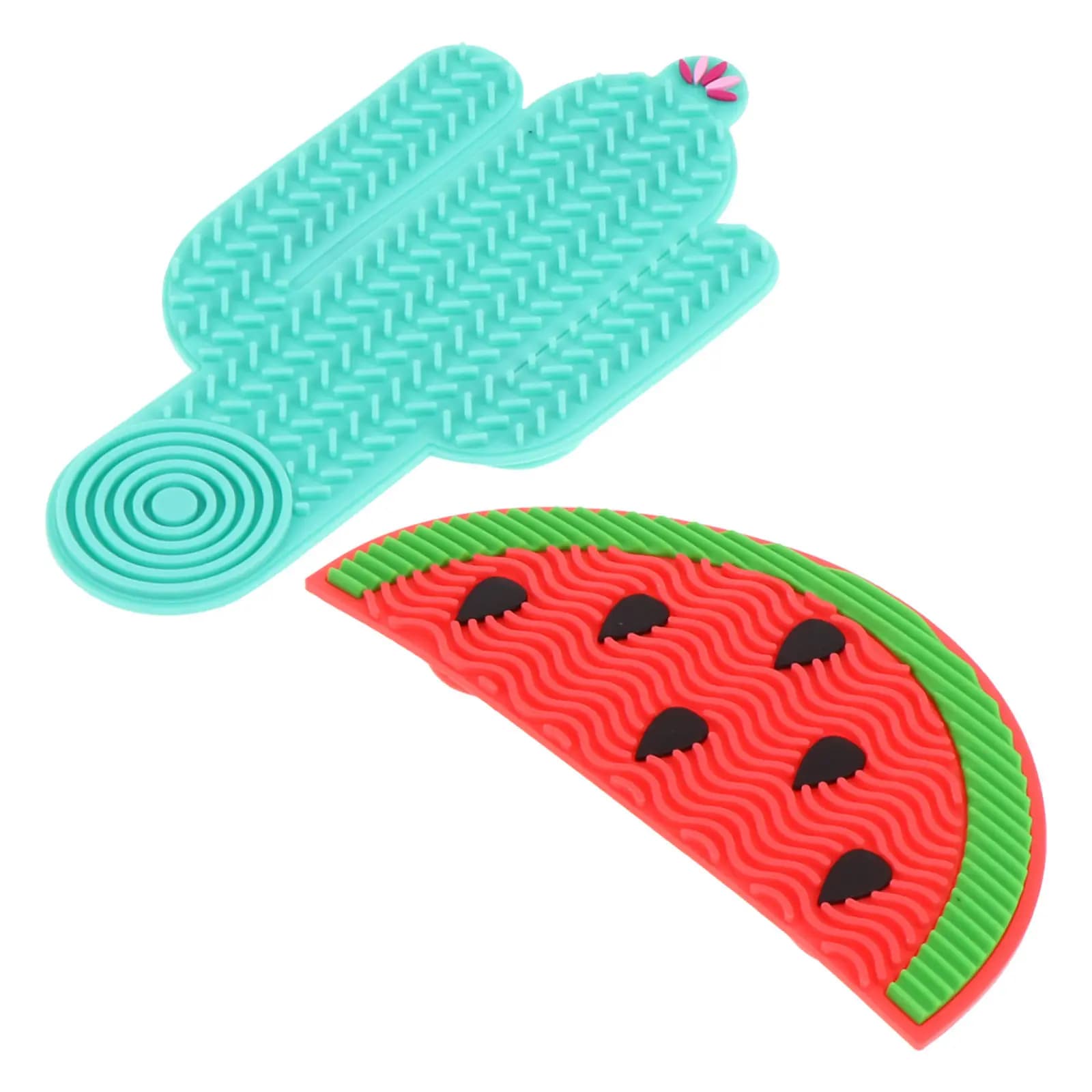 2 Pieces Watermelon Shape Silicone Brush for Deep Cleansing and Delicate Makeup Brushes with Scandal Design for Beauty Salon and Home Use