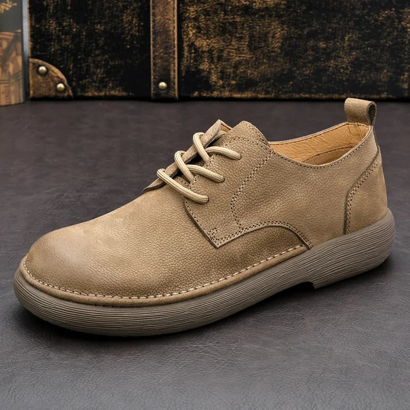 YETTIES Scarpe derby in morbida pelle autunno inverno, punta tonda larga stile britannico con lacci, calzature casual con suola flessibile e confortevole