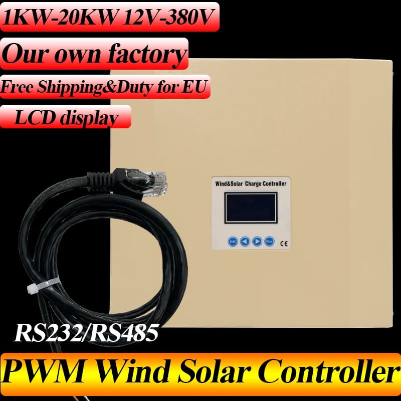 Con carico di scarico Sistema ibrido solare eolico Regolatore di carica PWM Turbina eolica Pannello solare 5000W Regolatore 380V 110V 220V