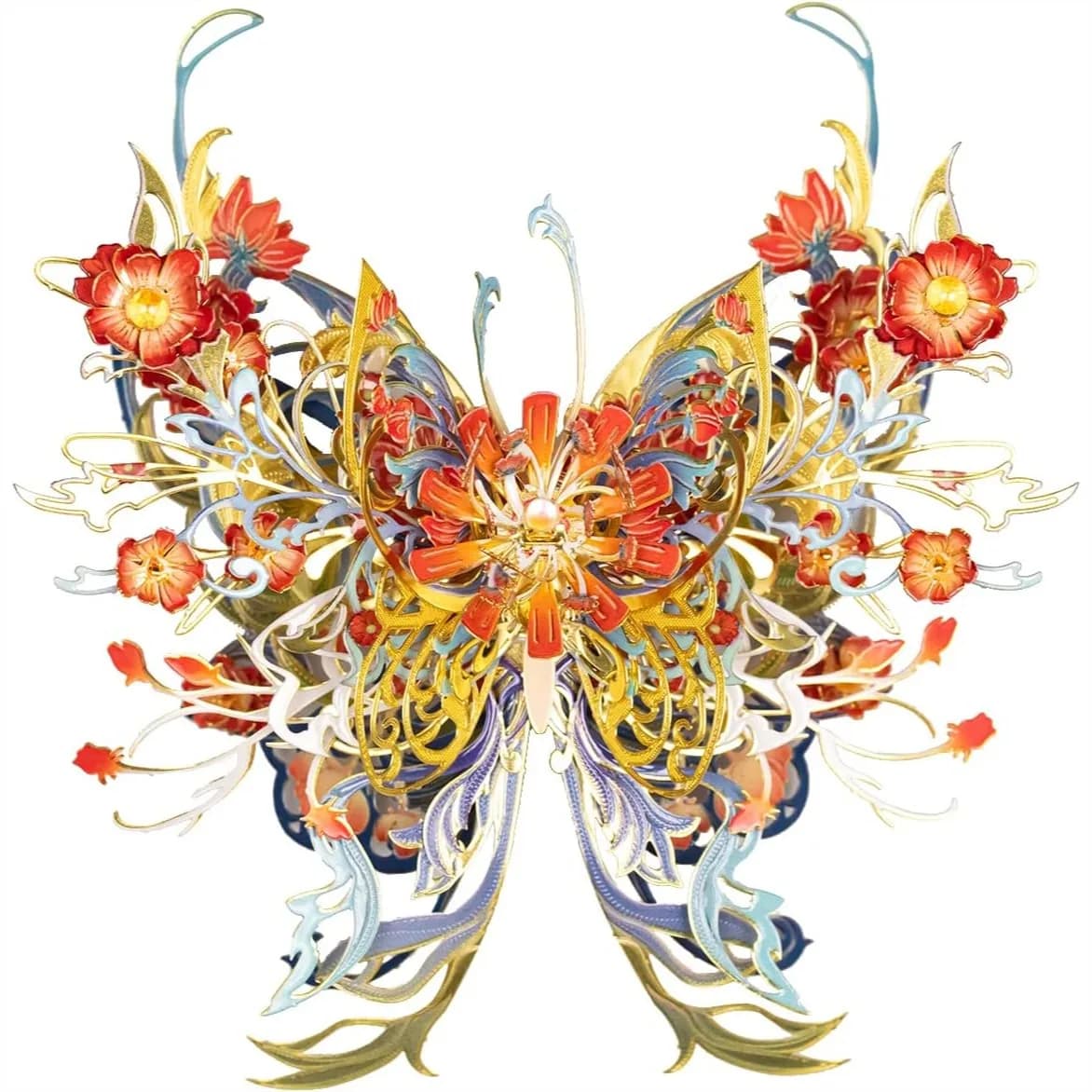Kit di modelli di puzzle in metallo 3D per adulti, fiori e farfalle D-Sunset, puzzle di insetti in metallo assemblati, regalo fai da te per principianti, decorazione per la casa