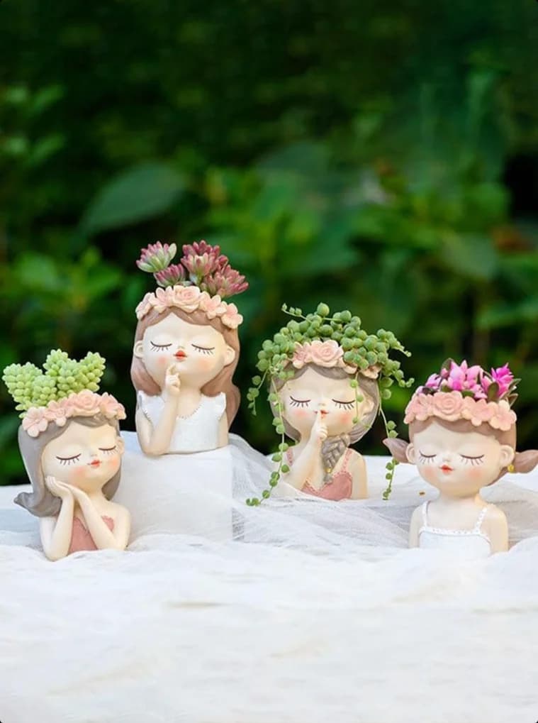 1PC Litte Falry succulent Pot with drainage Hole Cutevase Gardening yard Home decoration