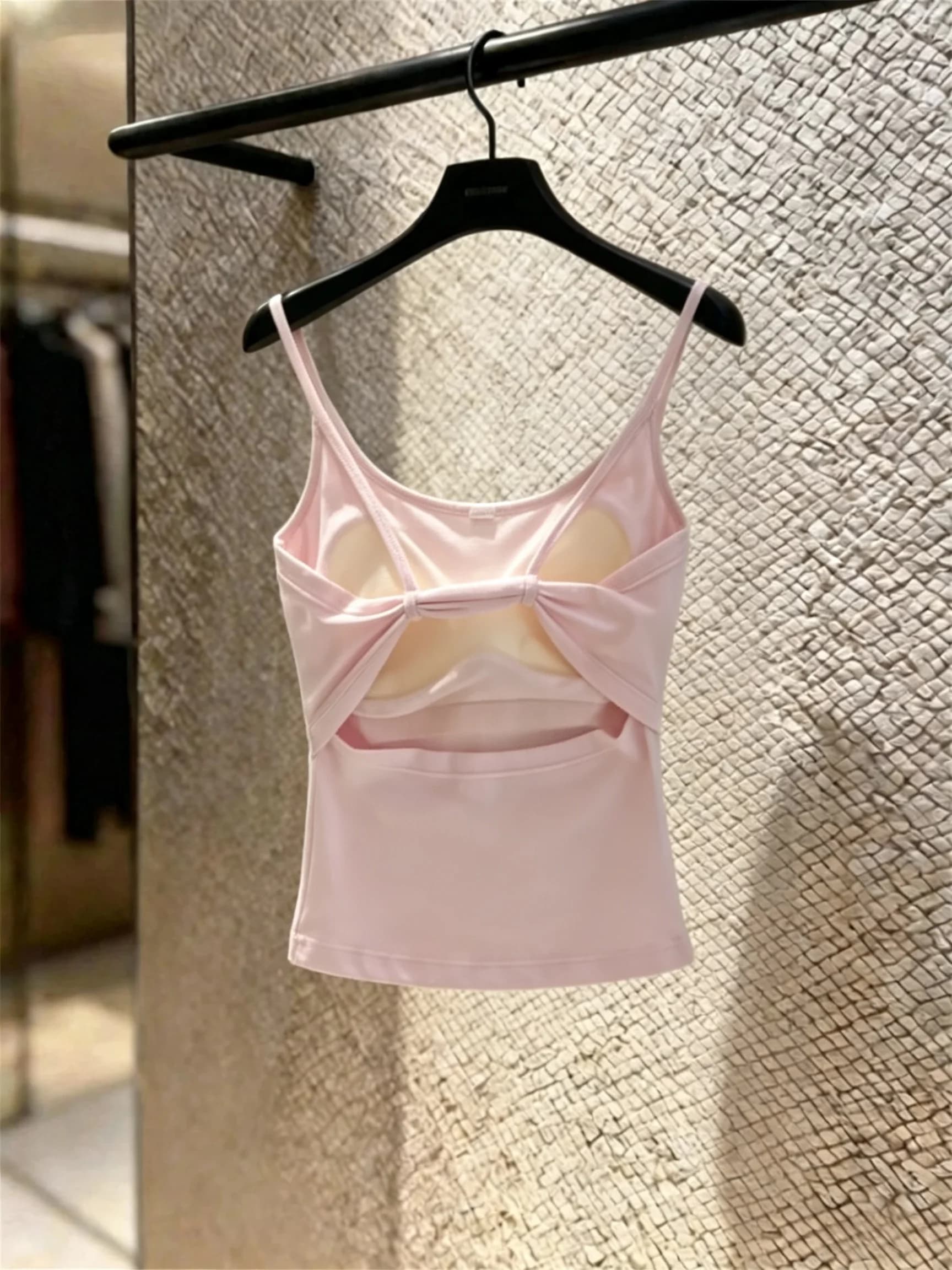 Cross Back Strap Vest Women's Sexy Top Outerwear with Chest Pad Moisture Wicking Short Length Micro Stretch Color