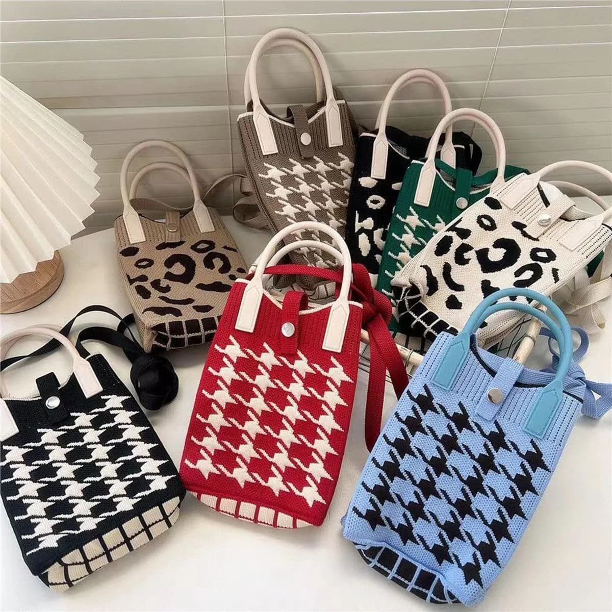 Borsa a tracolla in maglia per telefono, alla moda, casual, con tracolla regolabile, piccola borsa a spalla singola di nicchia