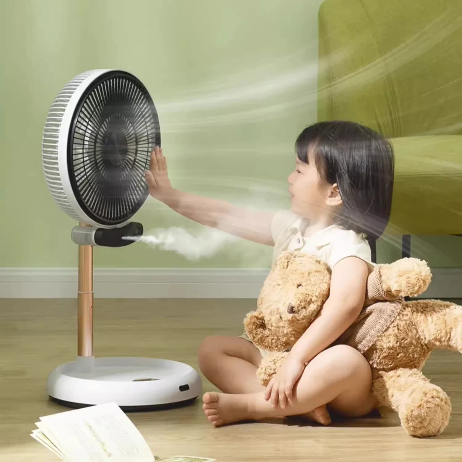 # A per Ventilatore elettrico pieghevole da tavolo per uso domestico, suono leggero, campeggio all'aperto, ciclo di archiviazione retrattile portatile, ventilatore da pavimento di ricarica