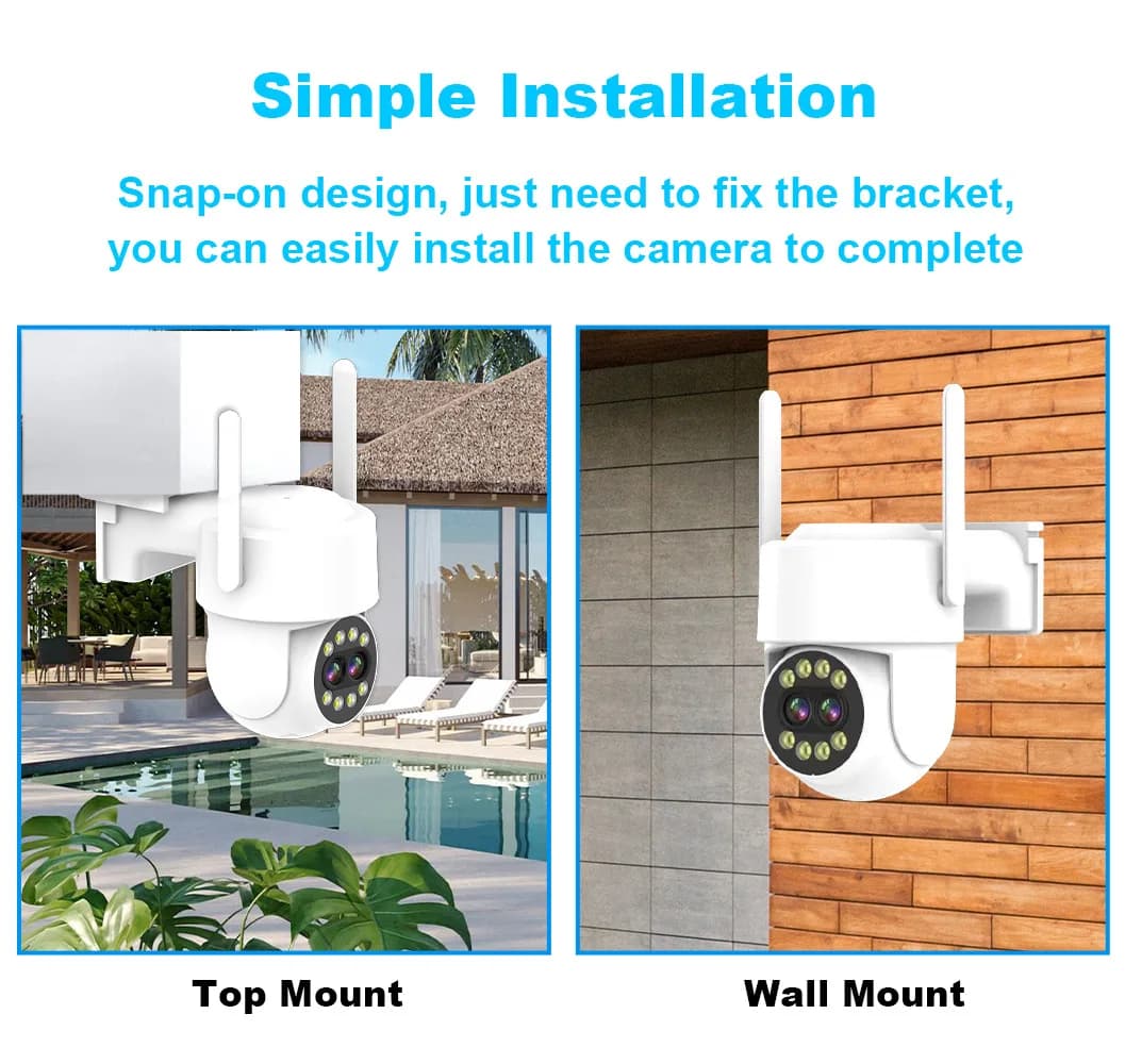 4MP 1440P iCsee APP Dual Lens Wireless PTZ IP Dome Camera a colori AI Rilevazione umanoide Sicurezza domestica CCTV Baby Monitor