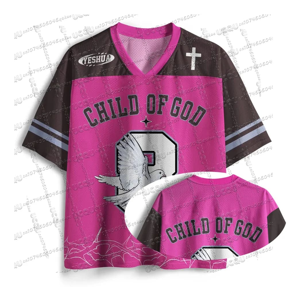 Bambino di Dio Christian Jersey T-shirt con scollo a V ampio e alla moda streetwear a maniche corte estate festa da donna vacanza Y2K top