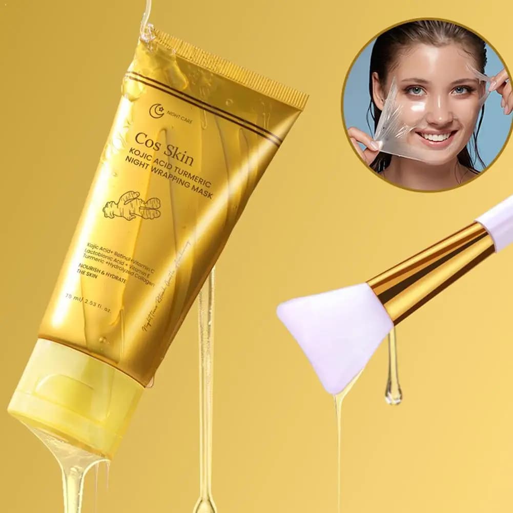 Night Mask Exfoliating 75ml with Kojico Acid and Curcuma, Nutre con Collagene Idrolizzato per una Pelle Luminosa, Cura di Pelle Femminile