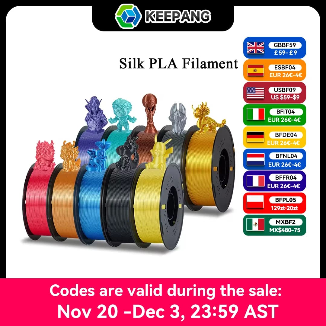 KEEPANG 3D Printer Filament PLA in silk 5KG Single/double/tripli colours 2.2LBS 1KG/rot 1,75mm ±0,02MM 3D printing material