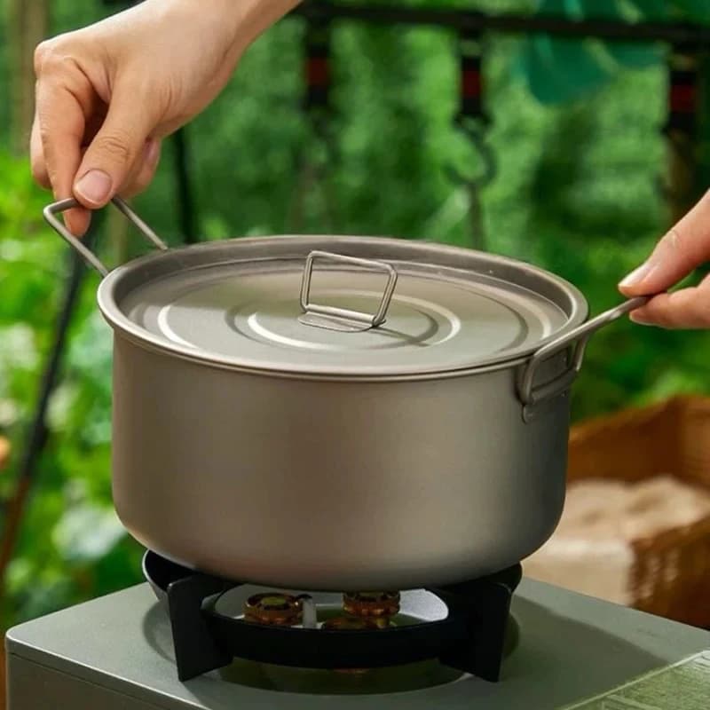 Pure titanium pot, folding light pot for hiking, camping table set, portable pots set and picnic pans