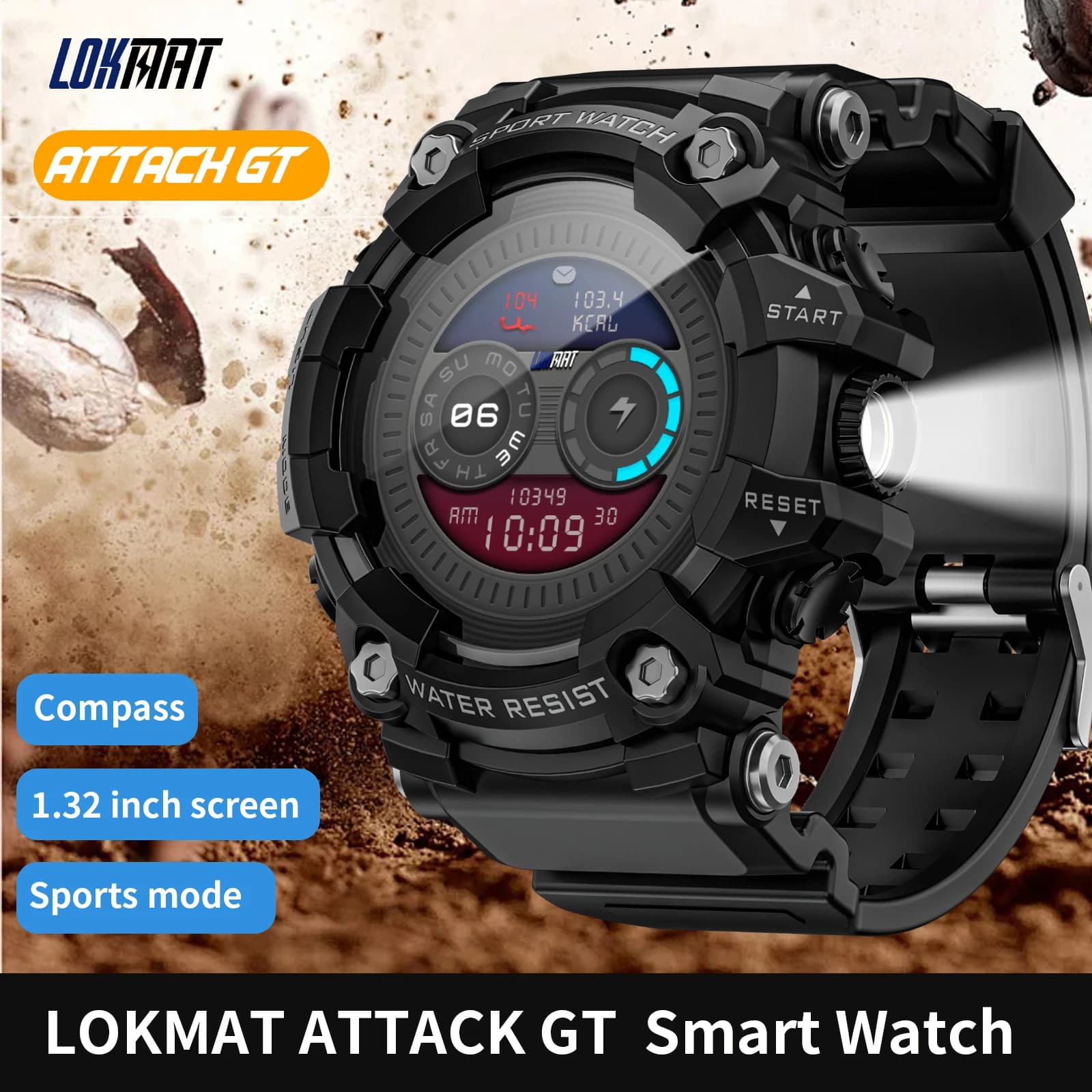 LOKMAT ATTACK-GT Sport Update Smart Watch Bluetooth Waterproof Robuste Smartwatch Torcia Fitness Tracker for Phone