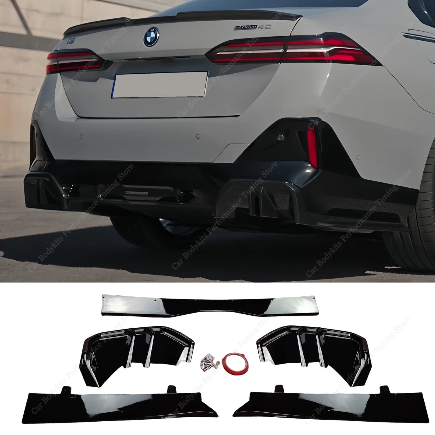 MP Style Gloss Nero ABS Paraurti Posteriore Diffusore Splitter Per BMW G60 525i 530i 530e 550e M Sport Paraurti Posteriore labbro 2023-2025 Tuning