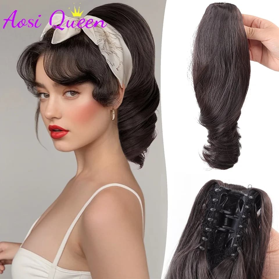 10Inch Short Soft Curly Ponytail Extension Claw Clip Natural Short Hair Extensions Ponytail Synthetic Hair Pieces for Women