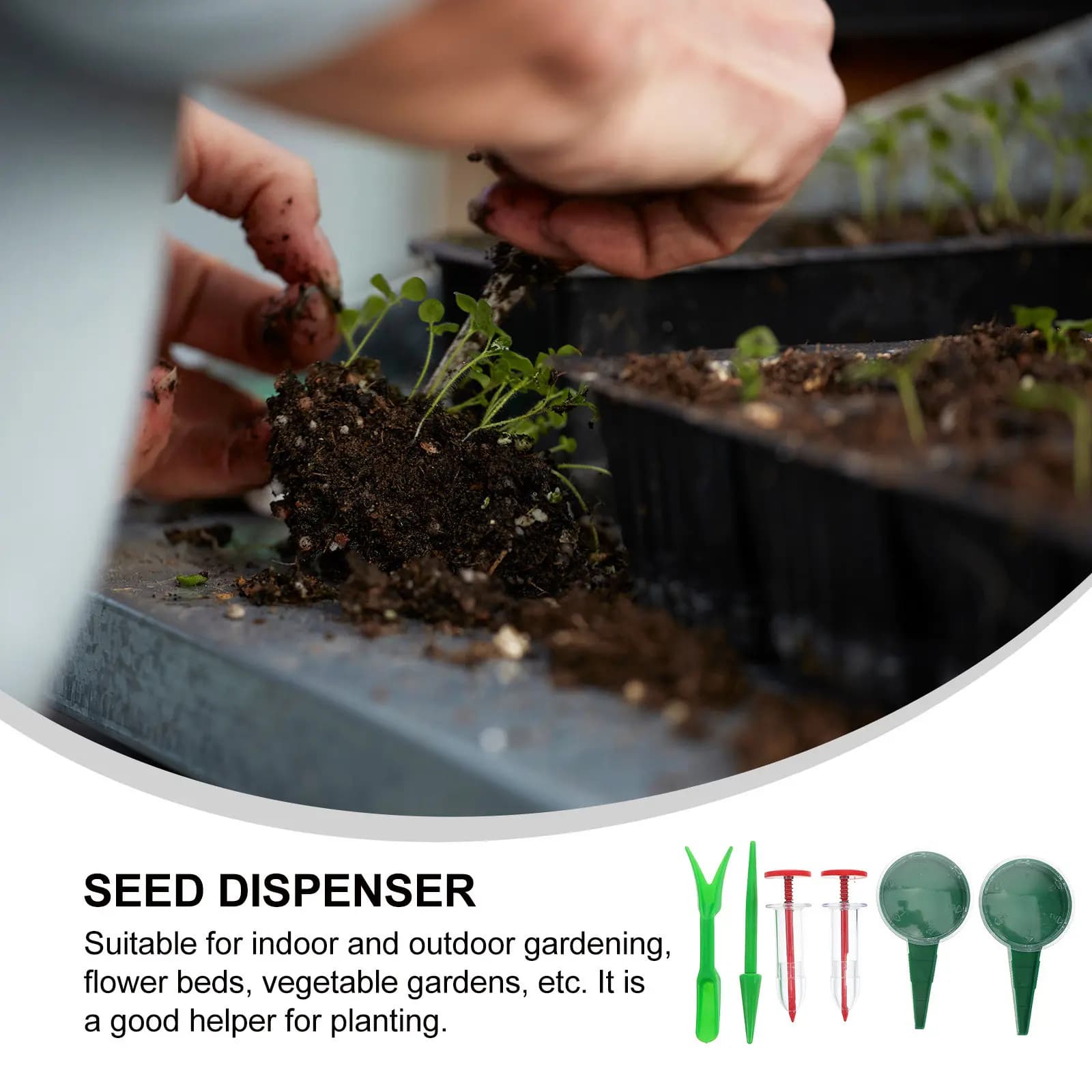 Set di 6 Seminatrici Manuali da Giardino per Fiori e Verdure, Dispenser di Precisione per Semina, Spargisemi per Prati