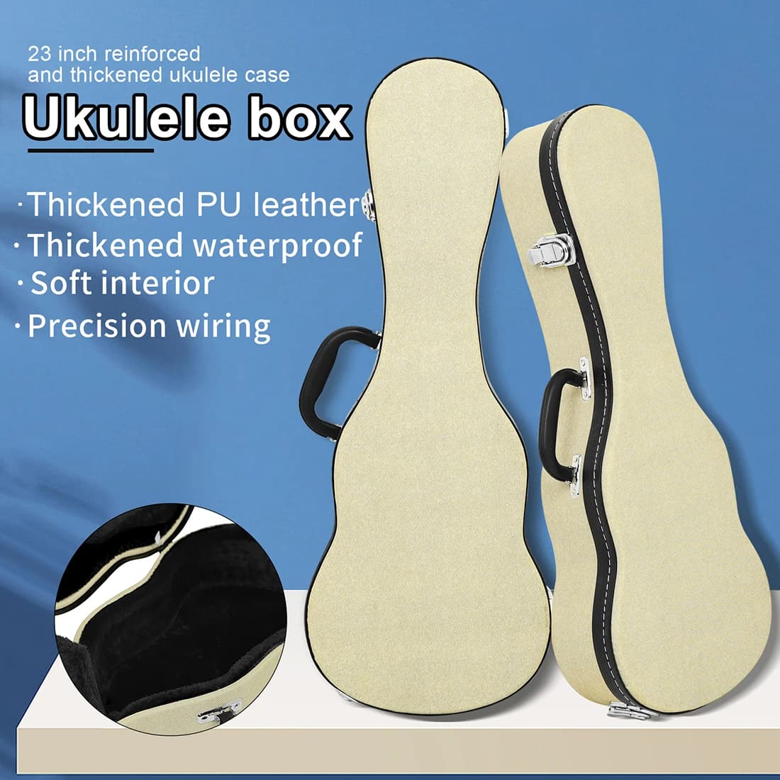 Custodia Rigida per Ukulele 23 Pollici, Chitarra Hawaiana a 4 Corde, Valigetta Impermeabile Leggera Antiurto, Mini Valigia per Trasporto, Accessori per Chitarra
