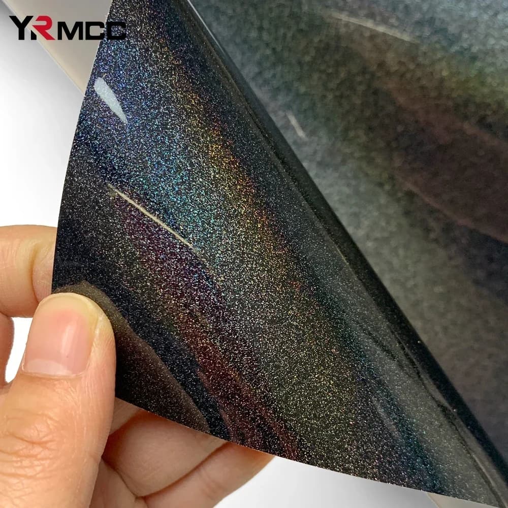 Motorcycle Laser Carbon Fiber Vinyl Warp Film Waterproof Self-Adhesive High Glossy DIY Stickers for Car Decorative Accessories