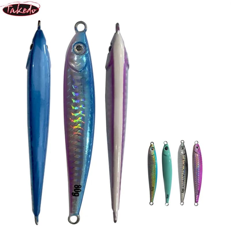 TAKEDO 80G 10CM Esca Luminosa per Jigging con Addome Luminoso, Esca Affondante a Matita, Cucchiaino da Jigging, Esche da Traina per Tonno e Spigola