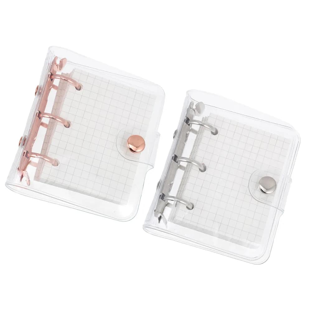 2Sets Mini Loose-Leaf Notebook Buckle Transparent Cover Creative Notepad for Travel Office Students DIY Scrapbook Planner