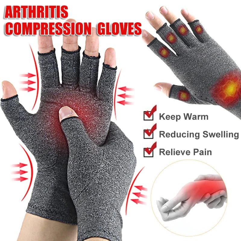 Relieves the unpacked hands with 1 pair of fingerless compression gloves