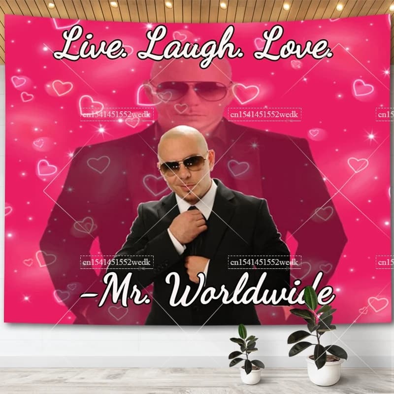 M. Worldwide says to live Laugh Love Bandiera Arazzo MR 305 Pitbull Meme Arazzo Large Fabric Wall Hanging Tapes Yoga Mats