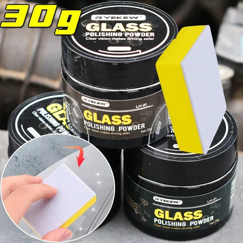 30g Set di polvere per la pulizia della pellicola di olio per vetro per auto, polvere per lucidatura all'ossido di cerio, rimozione dei graffi del parabrezza, accessori cosmetici per auto
