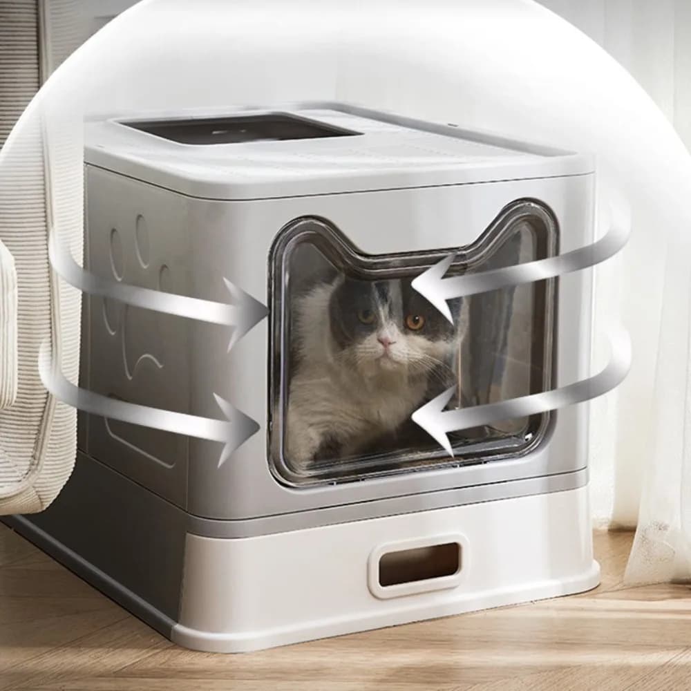 Lettiera per gatti pieghevole completamente chiusa Facile da pulire Cassetto per toilette per gatti di grandi dimensioni in acciaio inossidabile Design Prodotti per animali domestici