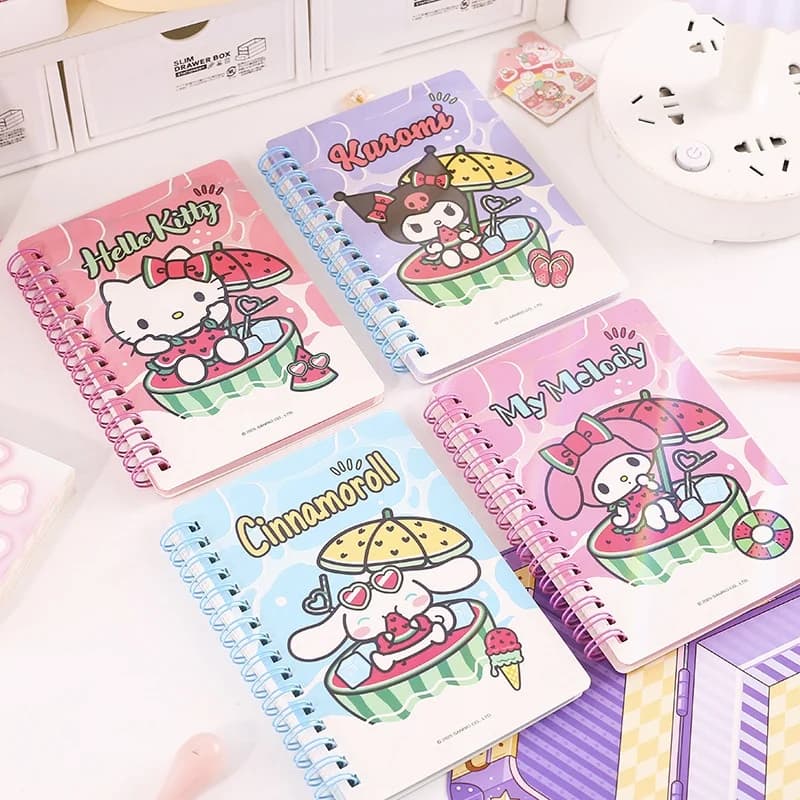 8 pz/lotto Sanrio Kuromi Melody Kitty Cinnamoroll Bobina Memo Pad Carino Note Book Diario Planner Regalo di Cancelleria Materiale Scolastico