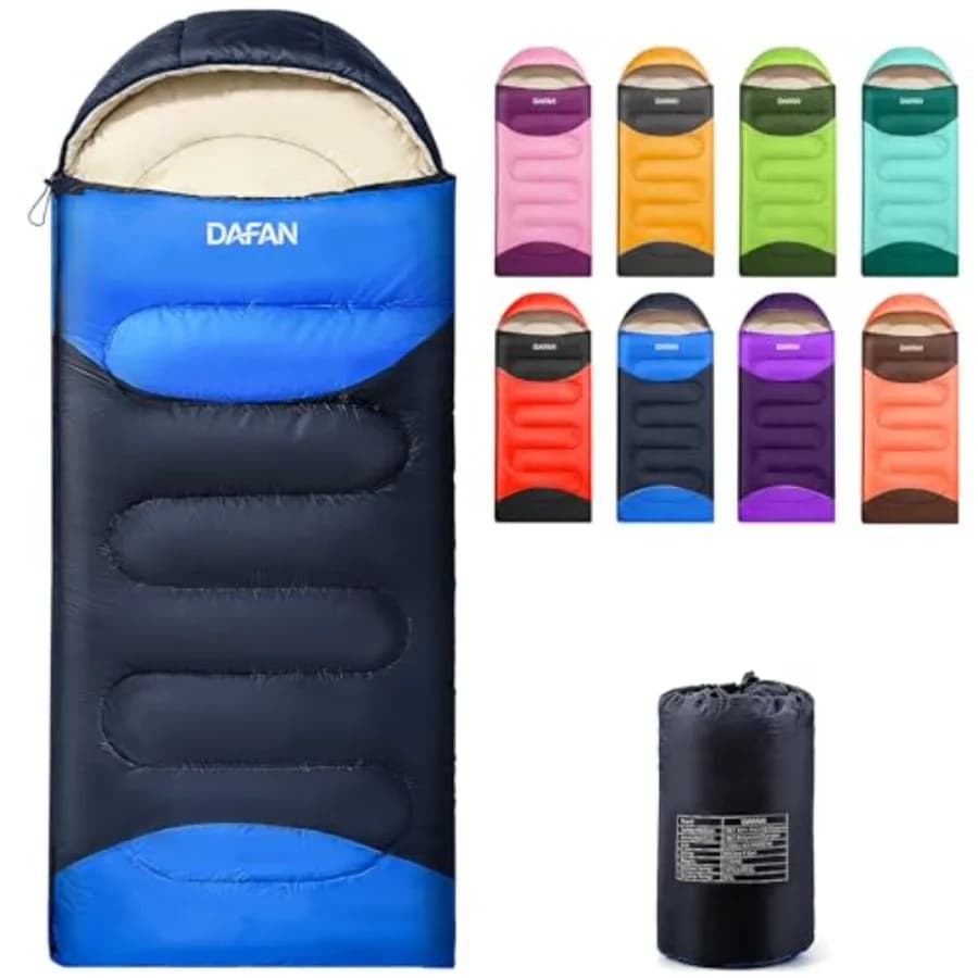 Sacco a Pelo Leggero per Adulti, Sacco a Pelo Impermeabile per 3 Stagioni con Sacca di Compressione, Temperatura di Comfort 50-68°F ° F,