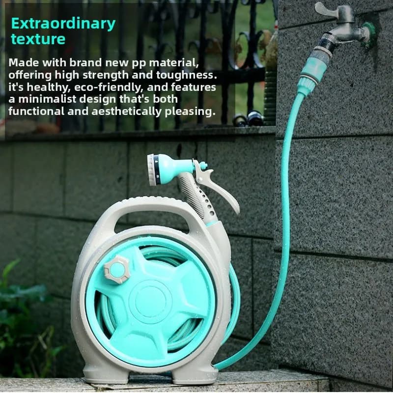 15M Retractable Water Hose Reel with Universal Joint Portable Cart for Car Wash Gardening Storage