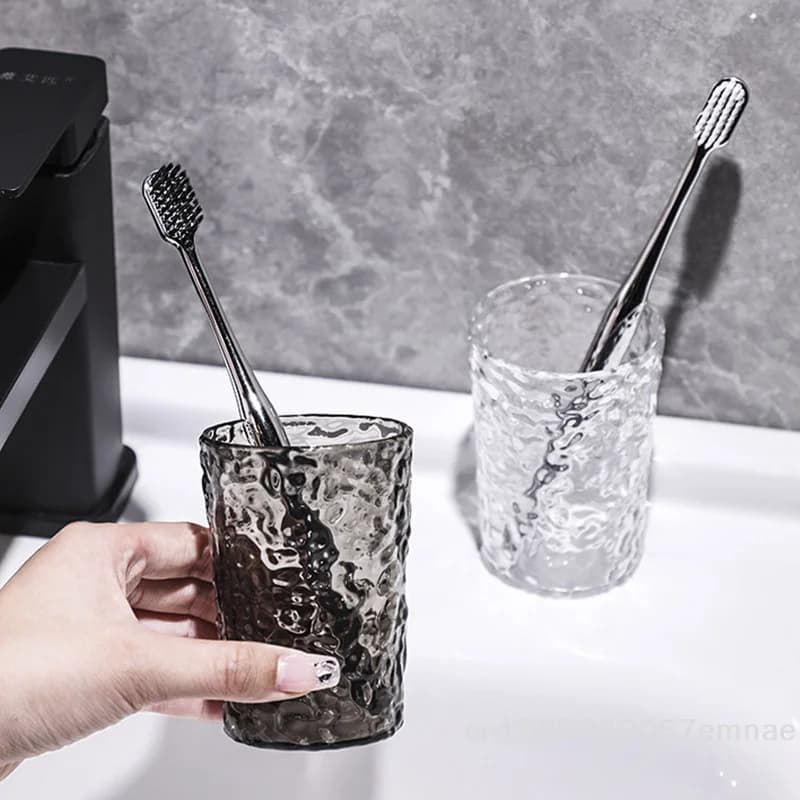 【xxx】Bicchiere in plastica per spazzolino da denti con manico, tazza portatile trasparente per bagno domestico, porta spazzolino [ZYS]