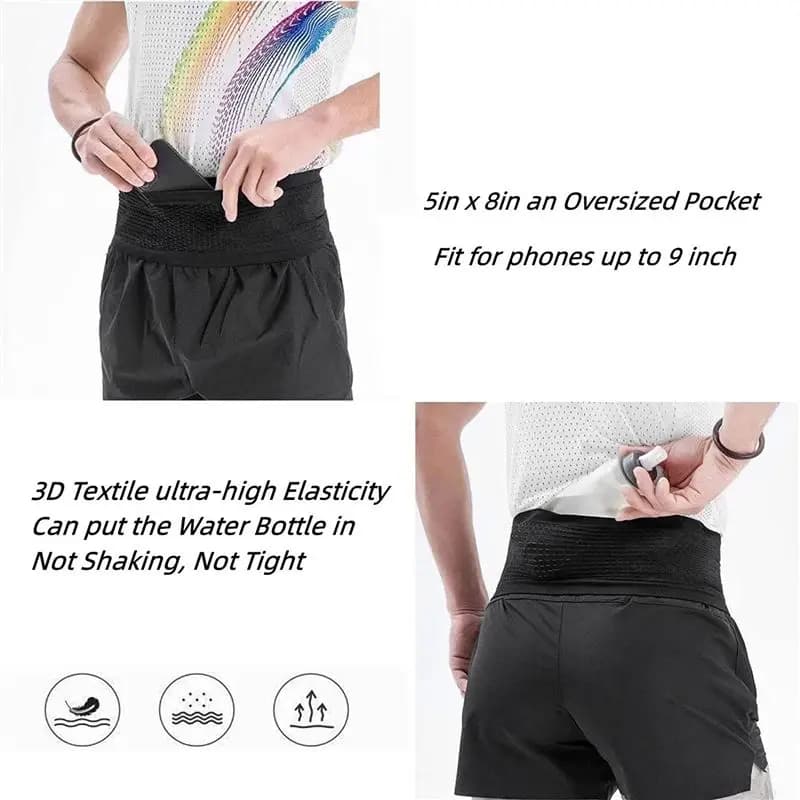 ABPF Running Belt,Running Fanny Pack Mobile Phone Holder,Fanny Pack for Travel and Cycling Workouts,M Black