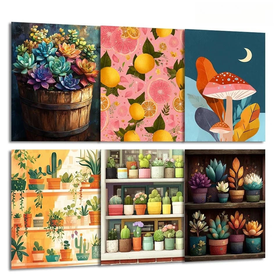 1pc frameless Painting Paints By Numbers Oil Art plant Drawing On Canvas Crafts Handiwork Digital oil paintings Set Wall Decoror