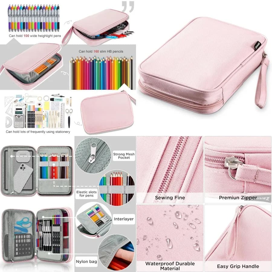 Custodia portaoggetti di grande capacità per pennarelli Astuccio per matite con design semplice Borsa per cancelleria compatta per strumenti artistici e schizzi Su