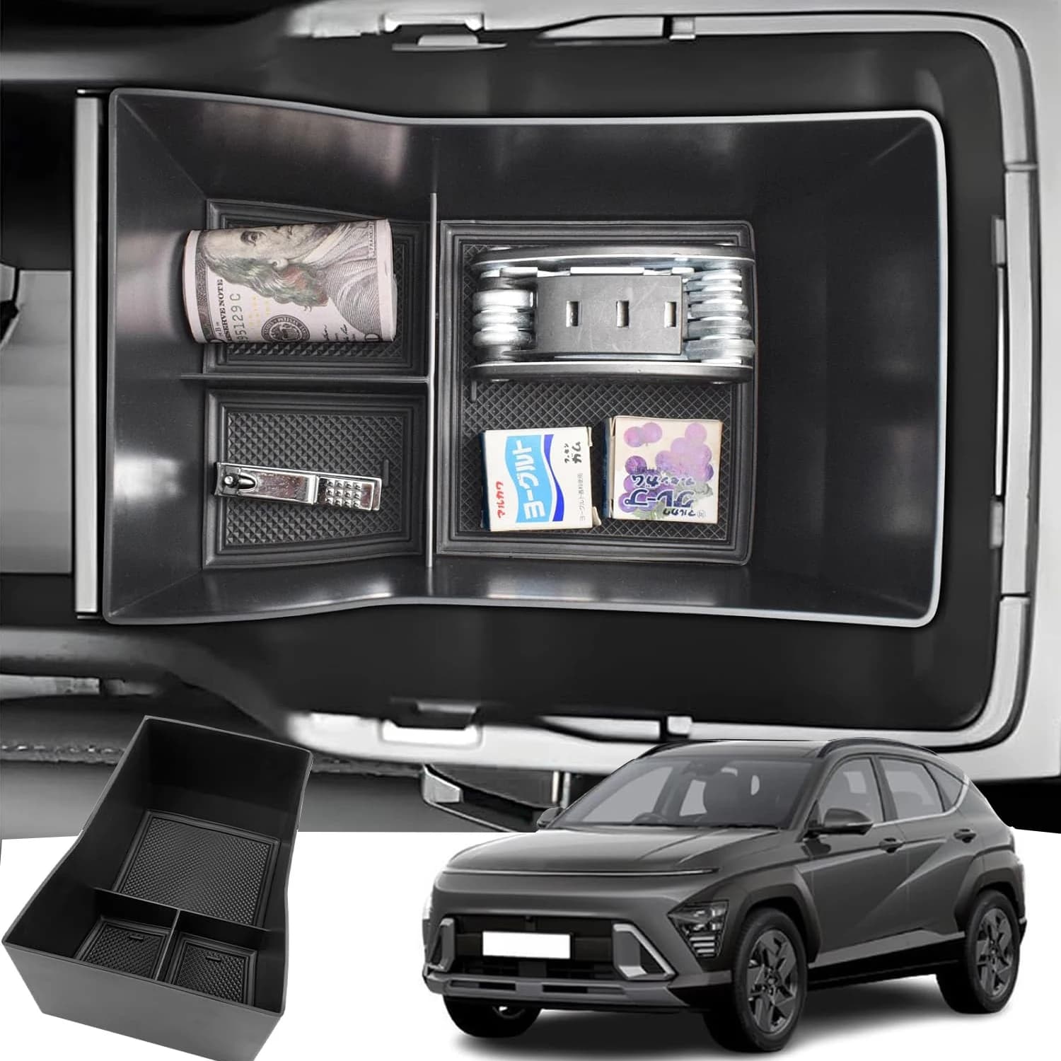 Per il 2024 Hyundai Kona SE SEL bracciolo scatola accessori di stoccaggio Console centrale vassoio scatola di immagazzinaggio bracciolo auto organizzatore secondario