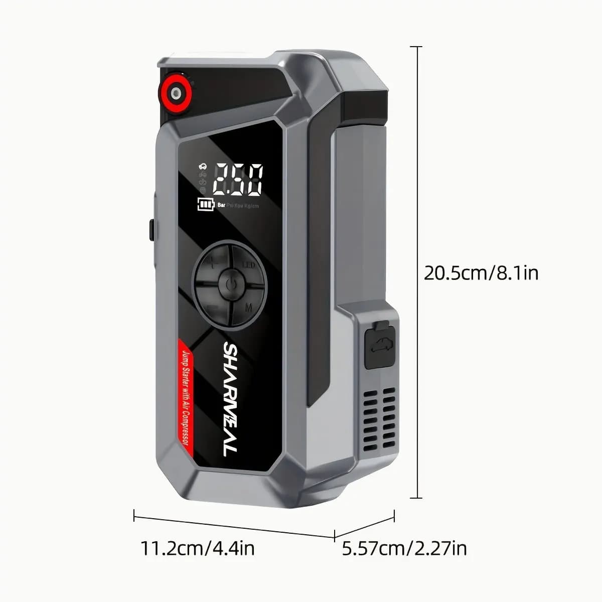 18-in-1 Portable Car Jump Starter — 16000A–19000A Power Pack with Smart Jumper Cables, Fast Charging, Clear Digital Display, Built-in LED Lights, Multi-Layer Safety Protections, Engine Start Support for Gas & Diesel Vehicles (up to 3.17 gallons), Integrat