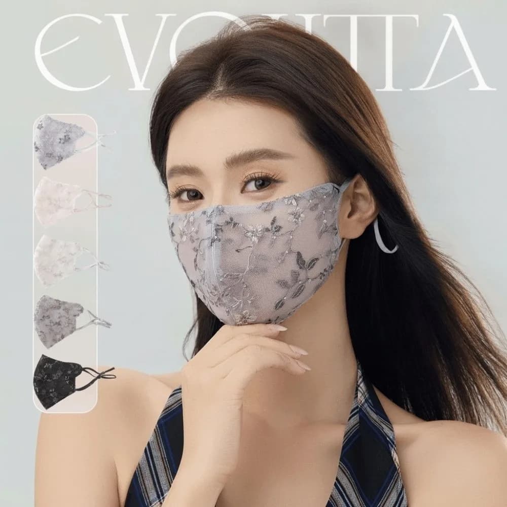Delicate Embroider Flower Summer Lace Mask Thin Breathable Half Face Covering Sunscreen Face Mask Women
