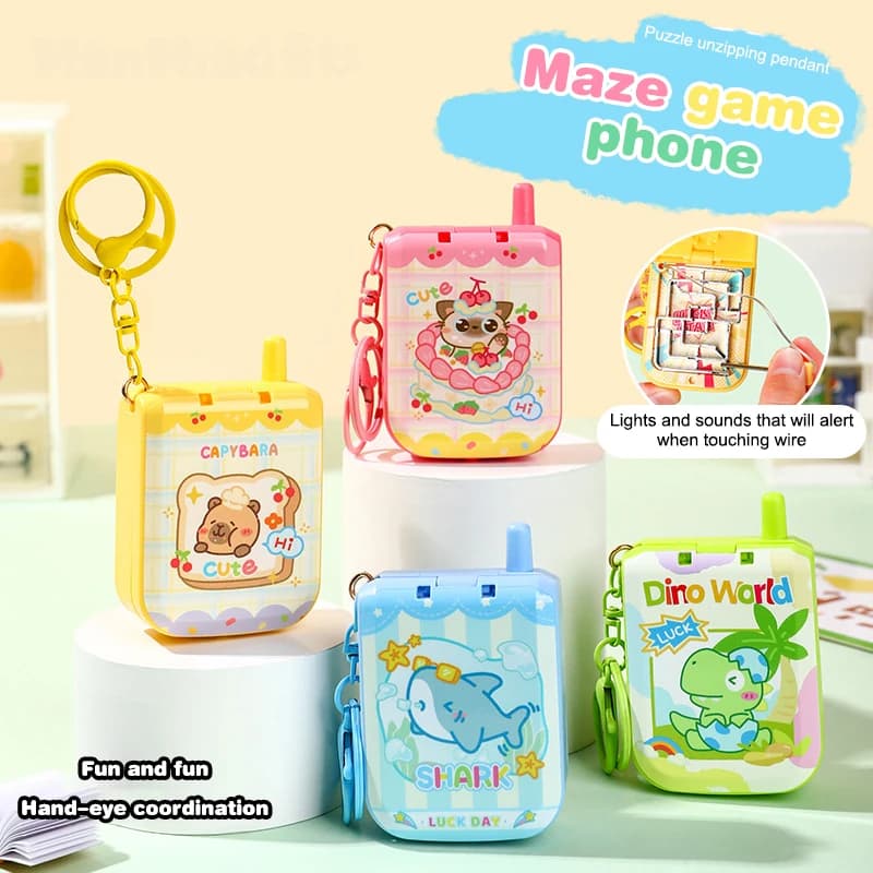 Cartoon Capibara Collisione Scossa elettrica Labirinto Giocattolo Divertente Cartone animato Portachiavi per cellulare Gioco di puzzle Giocattolo Montessori per le ragazze dei ragazzi