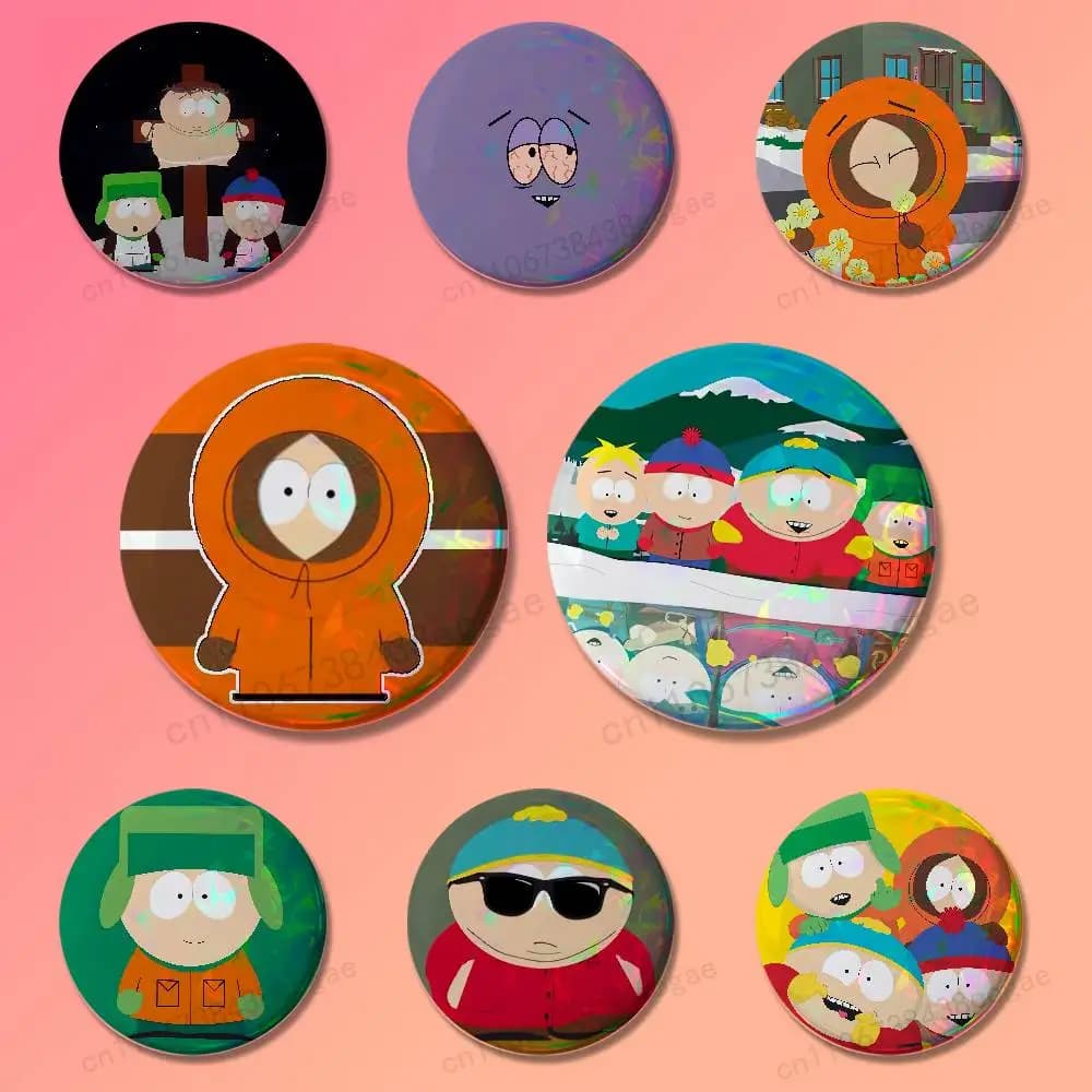 S-South C-Cartoon P-Park HD laser brooches and badges for backpacks hats accessories