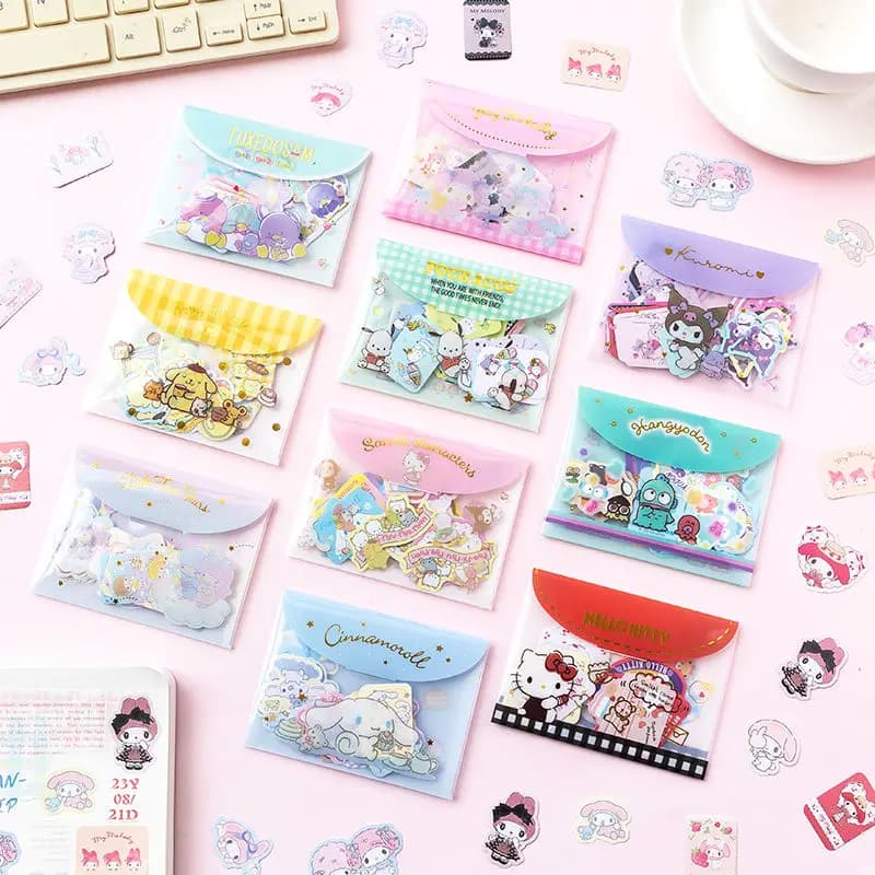 40 Pezzi/Pacco Adesivi Sanrio Melody Culomi Cinnamoroll, Decorazioni per Quaderni, Adesivi in PVC con Cartoni Animati Carini, Regalo Giocattolo