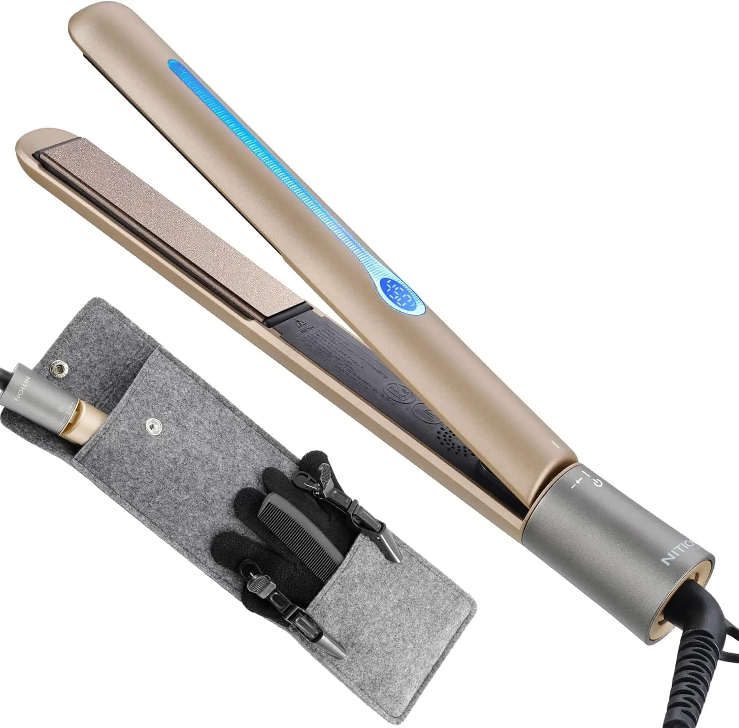 Piastra per Capelli in Ceramica e Tormalina con LCD, Piastre Flottanti 3D, Riscaldamento Rapido in 10 Secondi, Doppio Voltaggio per Viaggi