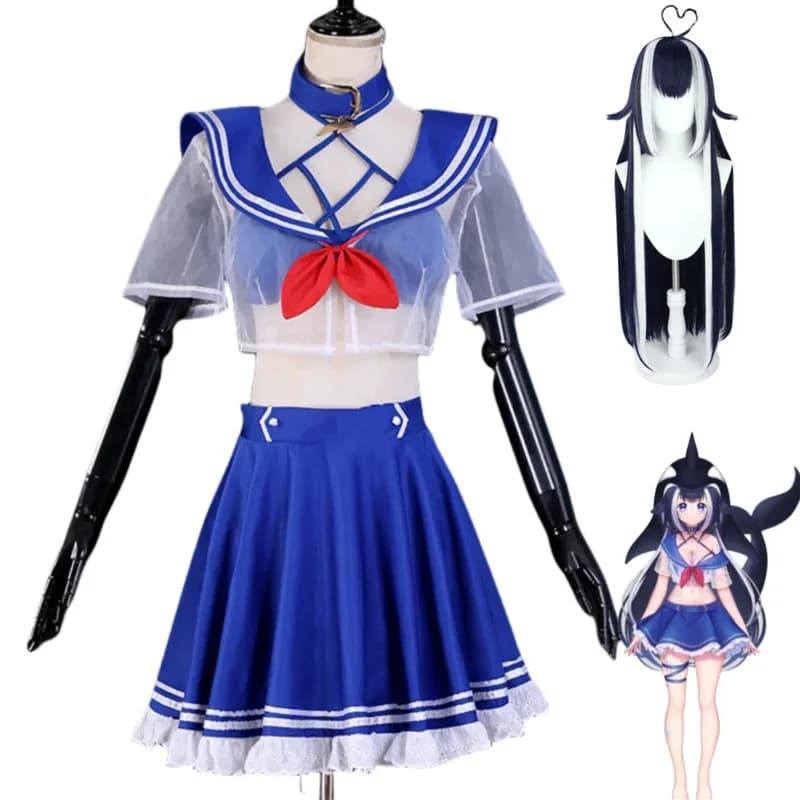 Anime Virtual YouTuber Shylily Lily Costume Cosplay Parrucca Giorno estivo Costumi da bagno Bikini Donna Sexy Kawaii Sand Party Abiti da marinaio; 2'o
