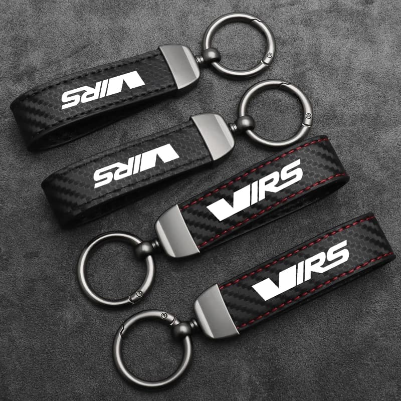 Carbon Fiber Leather Lanyard Keychain Key Ring for Skoda VRS Octavia Kamiq Kodiaq Karoq Superb Fabia Rapid Car Accessories