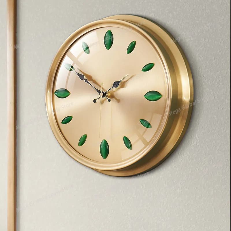 Creative European Style Silent Wall Clock Brass Luxury Modern Minimalist Chinese Style Clock for Living Room Bedroom