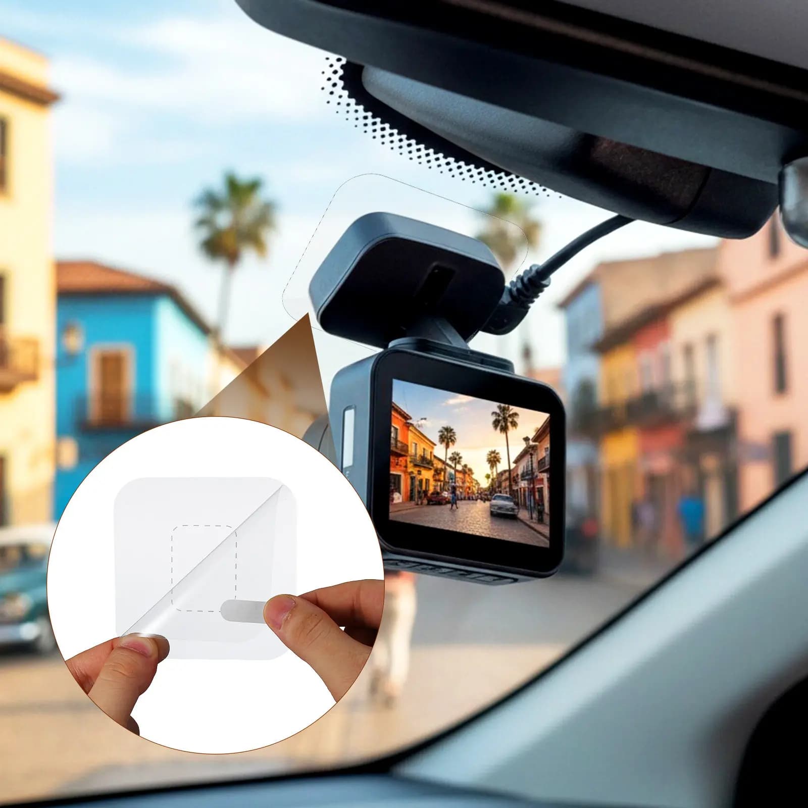 Protective Windscreen Film, Dashcam Static Stickers Set, Transparent, Removable, Graffi Resistant, Dashcam Support