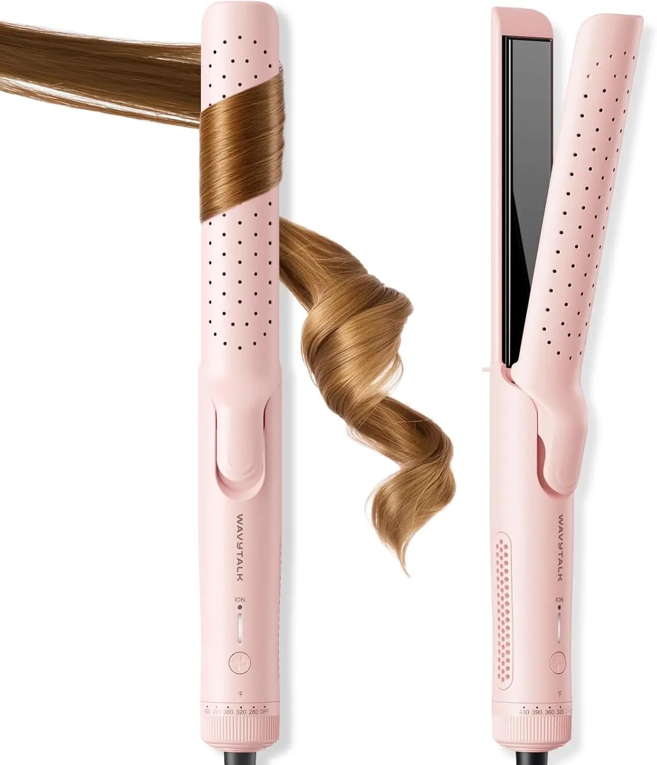 Airflow Styler curling iron with Cool Air technology, 2 in 1 for long-lasting curls, pink