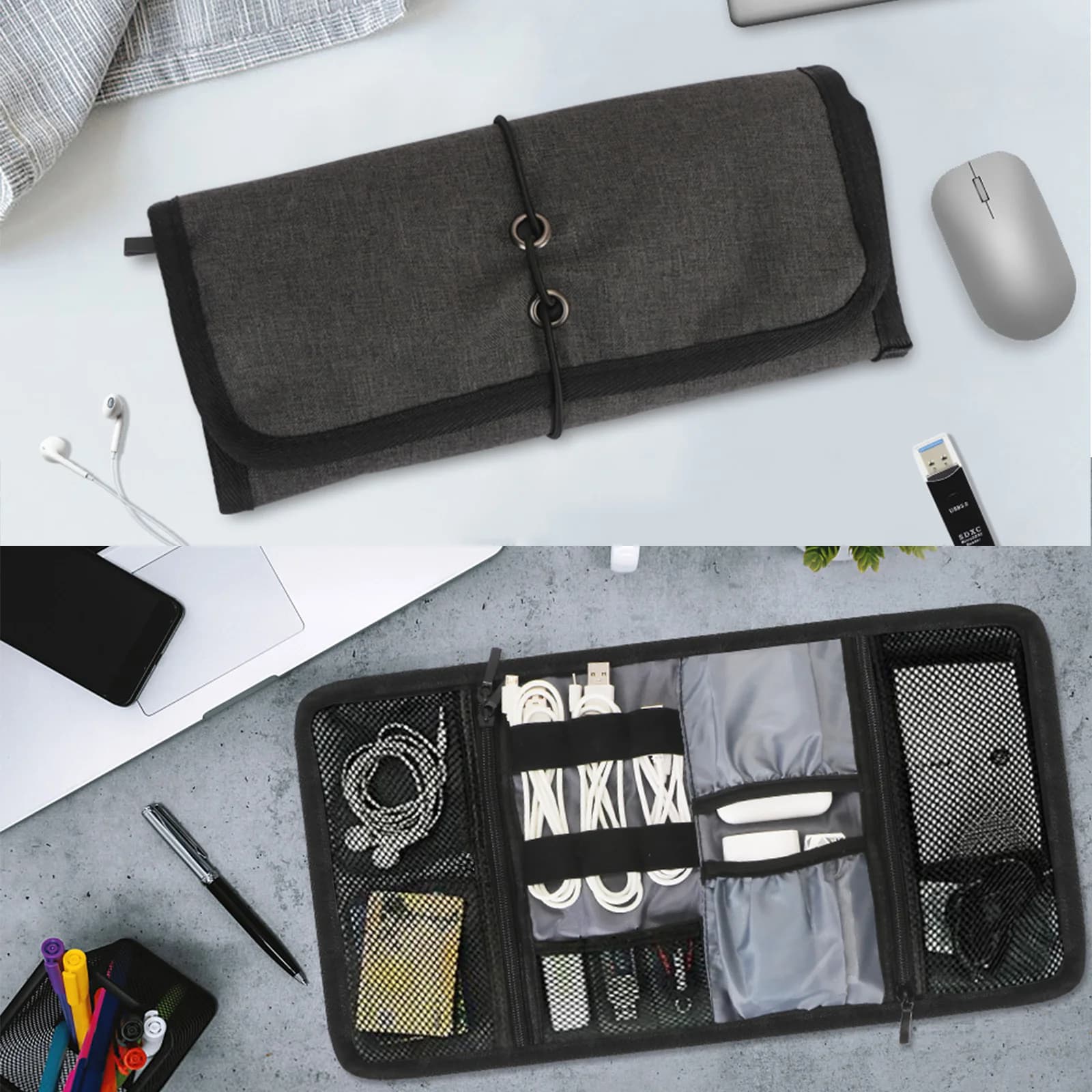 Custodia per accessori per organizer elettronici Custodia per organizer digitale portatile Borsa per organizer per cavi da viaggio Custodia per trasporto per Power Bank